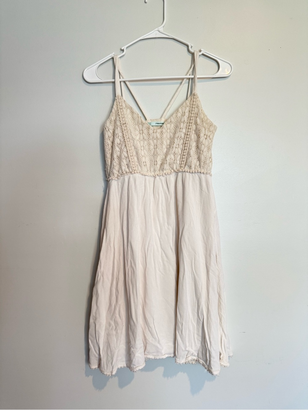 Maurices Cream Lace Spaghetti Strap Dress